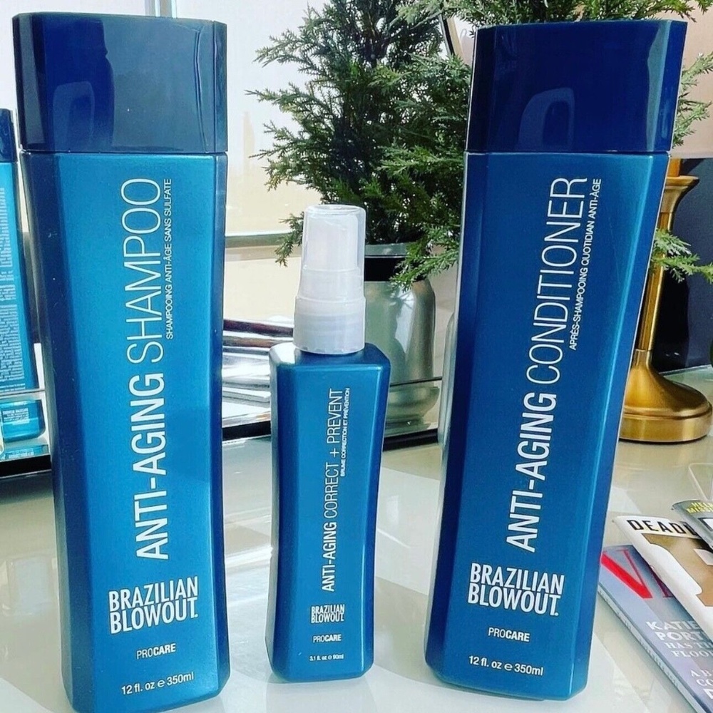 Brazilian Blowout Anti Aging Shampoo & Conditioner & Anti Aging Spray - Trio Set